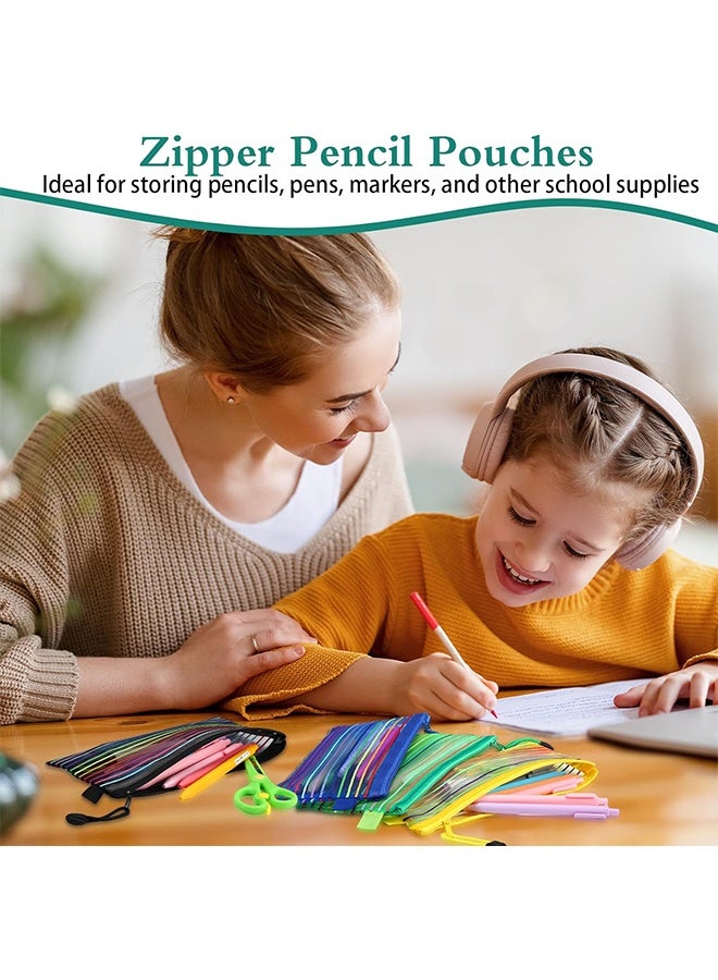 Ba Love 8 Pack Zipper Mesh Pouch Pencil Pouches Cases Multipurpose Storage Bag Travel Bags for Office Classroom Supplies Toiletries Cosmetic Puzzles Storage - Image 4